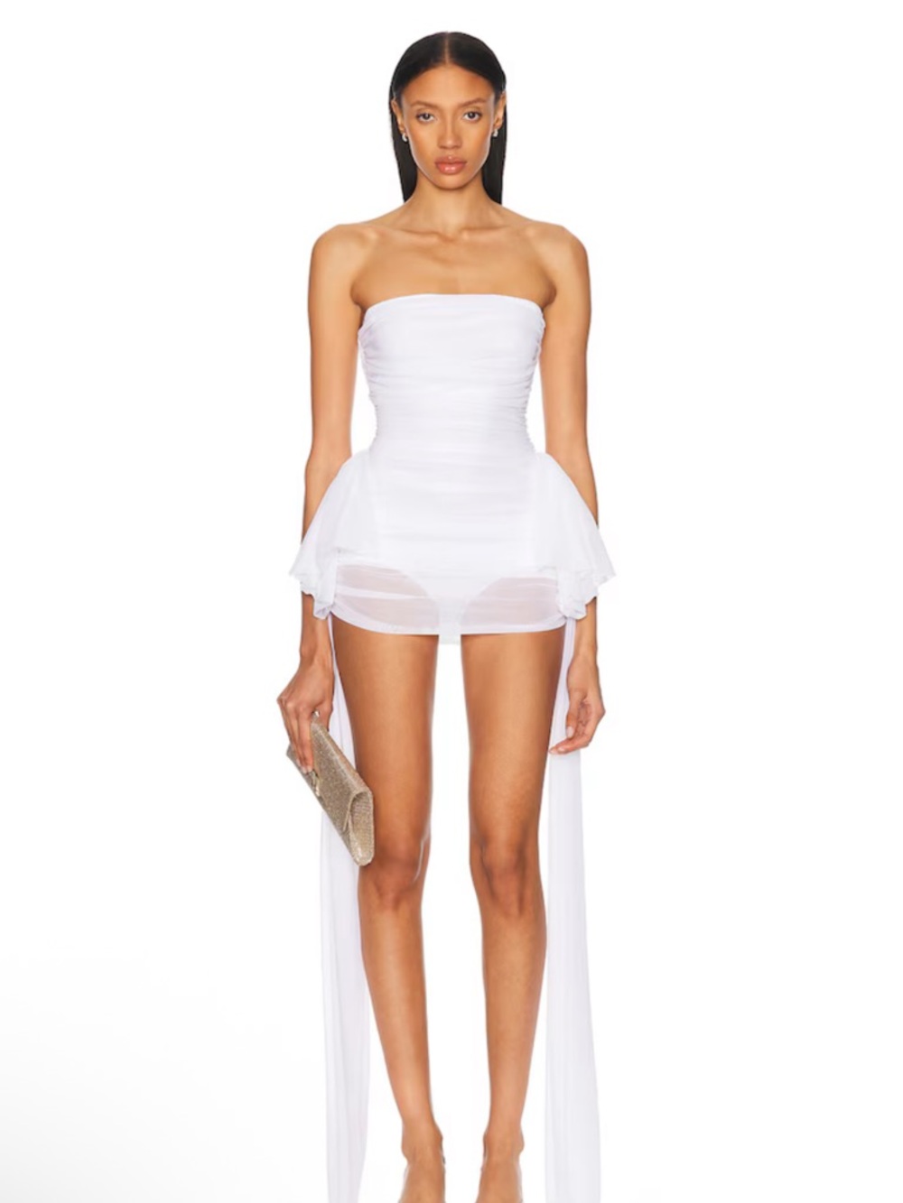 Norma Kamali Strapless Sheer Ruched Mini Dress Cover-Up NWT small retail $395 - Picture 3 of 9